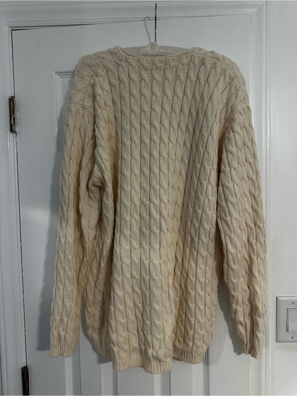 Lands' End Cream Cable-Knit Button Cardigan 100% Cotton - Picture 4 of 6